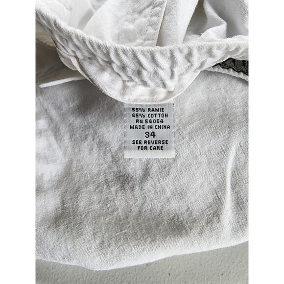 Retro Bugle Boy Shorts Mens 34X7 White Ramie Cotton Elastic Waist Casual 90s - Picture 10 of 14